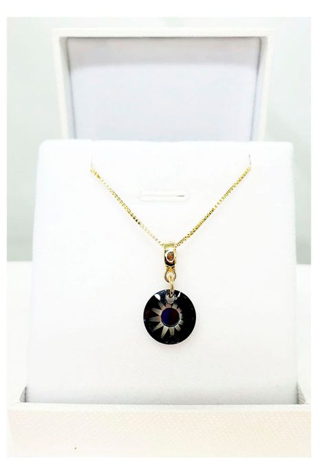 Collar Elisa Gold Cristal Genuino Silver Night-2