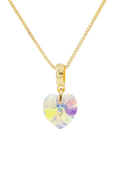Collar Romance Gold  Cristales Genuinos  Aurora Boreal-0