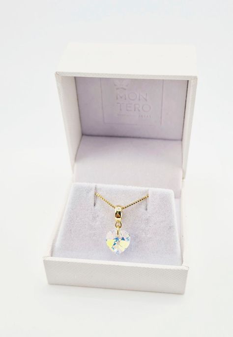Collar Romance Gold  Cristales Genuinos  Aurora Boreal-2