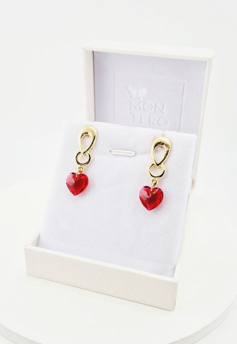 Aros Amor Gold Baño de Oro Cristales Genuinos Scarlet-3