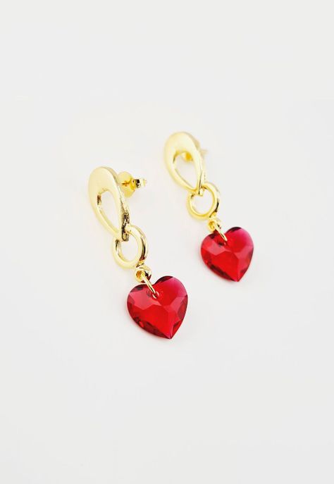 Aros Amor Gold Baño de Oro Cristales Genuinos Scarlet-1