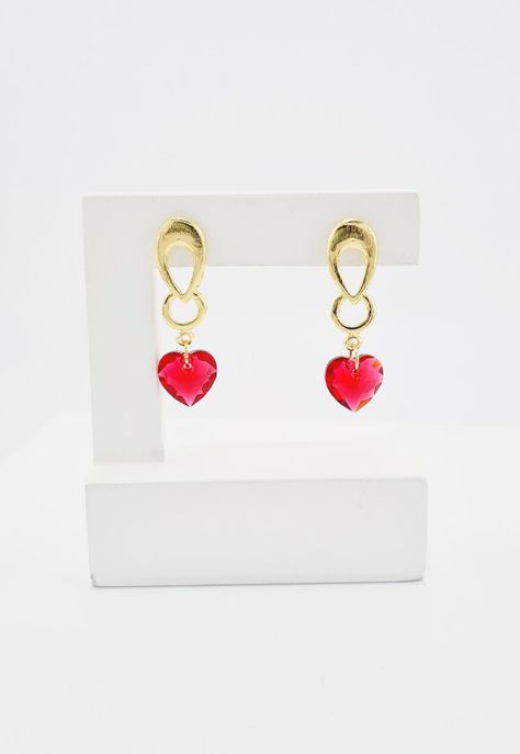 Aros Amor Gold Baño de Oro Cristales Genuinos Scarlet-2