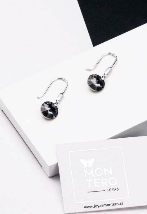 Aros Punto de Luz Circon Cristales Genuinos Silver Night-1