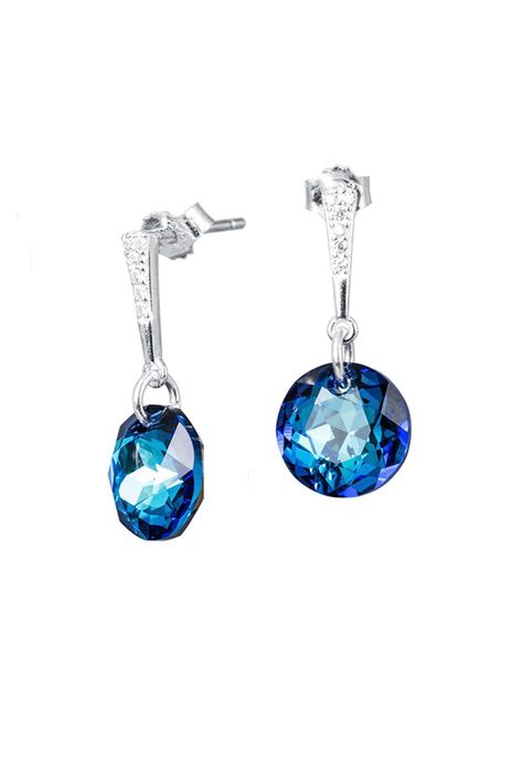 Aros Gracia Cristales Genuinos Bermuda Blue.-0