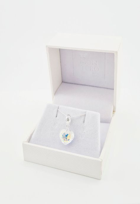 Collar Amor Baño de Oro Blanco Cristales Aurora Boreal.-2