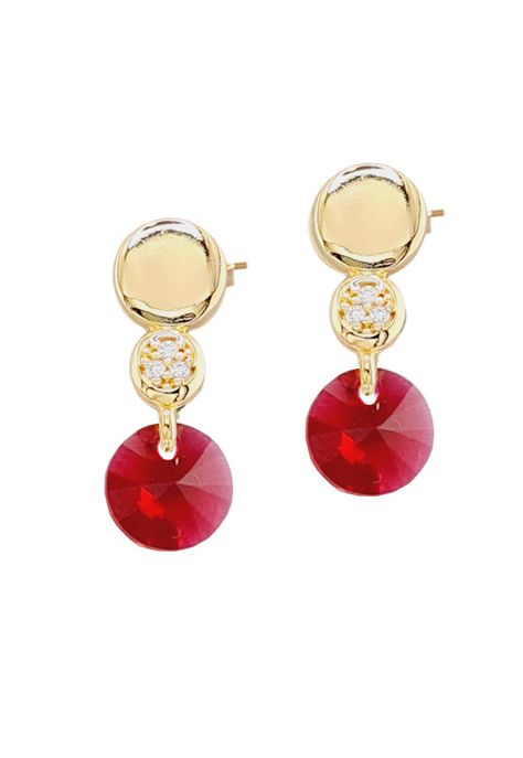 Aros Punto de Luz Gold Cristales Genuinos Siam Shimmer.-0