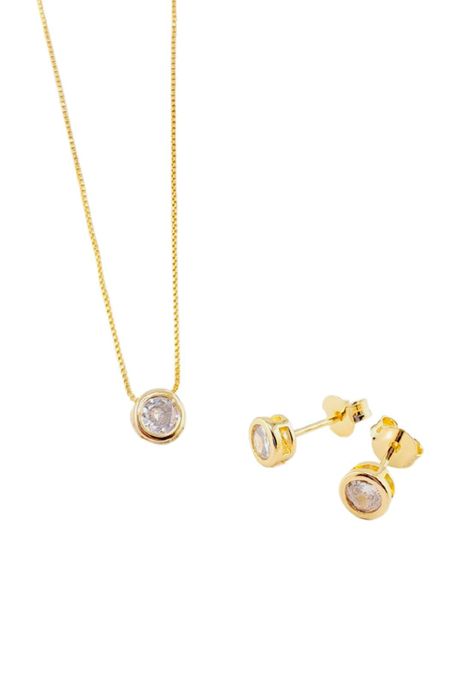 Conjunto Luciana Gold Con Circon Blanco-0