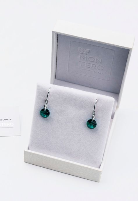 Aros Punto De Luz Circon Cristales Genuinos Emerald Shimer.-2