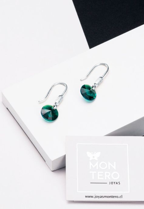 Aros Punto De Luz Circon Cristales Genuinos Emerald Shimer.-1