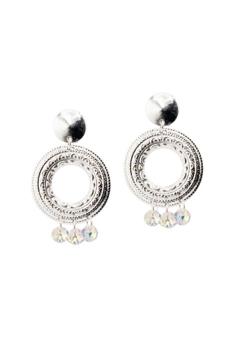 Aros Carlota Baño de Oro Blanco y Cristales Aurora Boreal-0