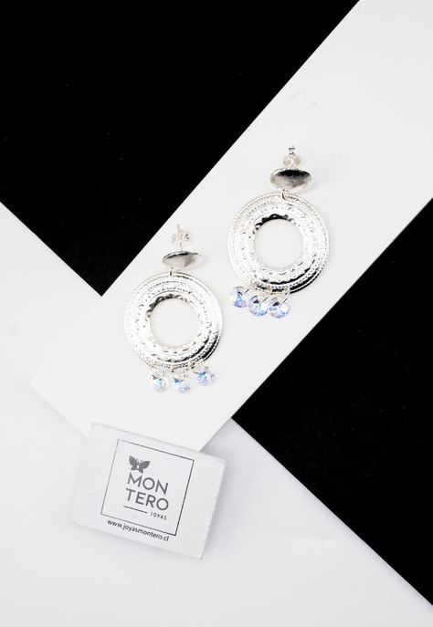 Aros Carlota Baño de Oro Blanco y Cristales Aurora Boreal-1