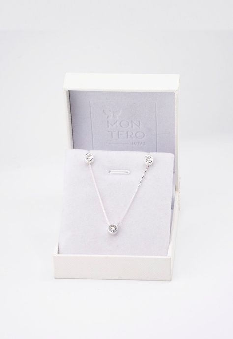Conjunto Luciana Silver  Baño de Oro Blanco y Circon Blanco-3
