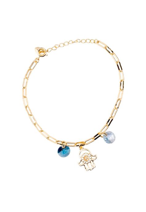 Pulsera Blue Gold Baño de Oro 24k y Cristales Genuinos Denim Blue-0