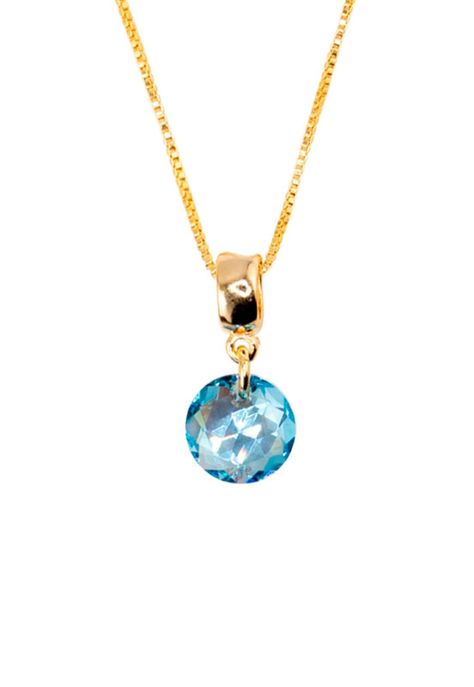 Collar Bali Gold Cristal Genuino Aquamarine-0