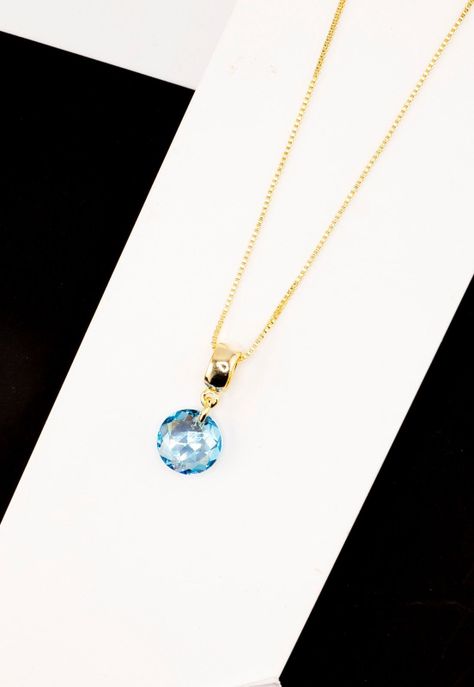 Collar Bali Gold Cristal Genuino Aquamarine-2