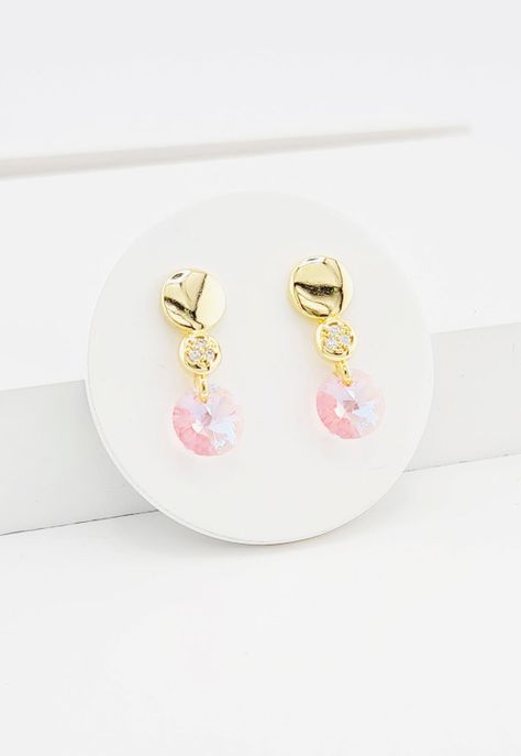 Aros Punto de Luz Gold Cristales Genuinos Rose Shimmer.-0