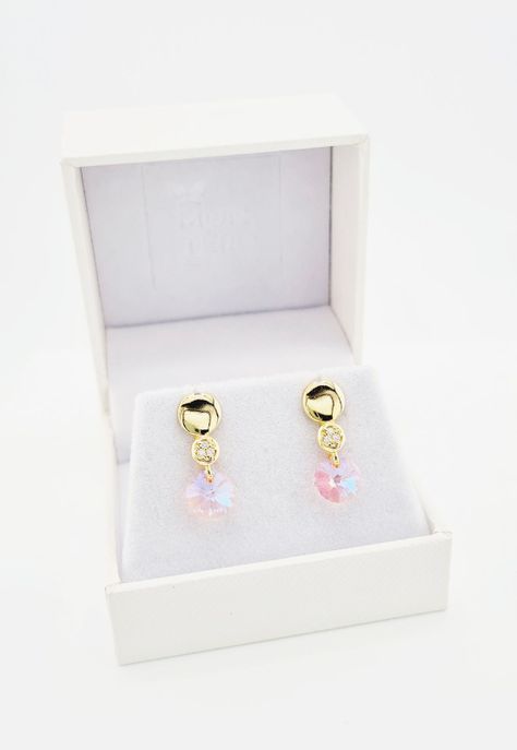 Aros Punto de Luz Gold Cristales Genuinos Rose Shimmer.-1