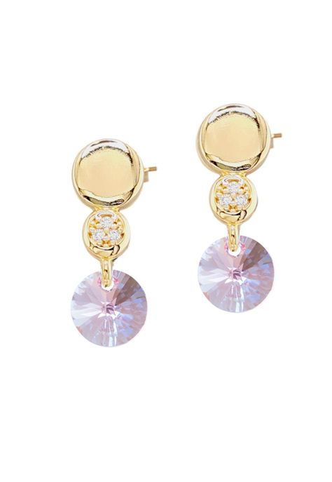 Aros Punto de Luz Gold Cristales Genuinos Rose Shimmer.-2
