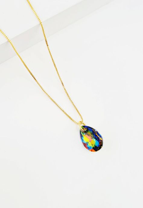 Collar Gota de Luz Gold Cristales Genuinos Vitral Medium-1