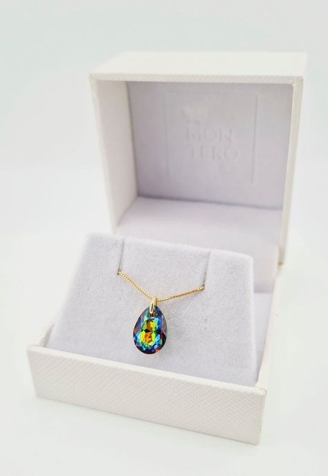 Collar Gota de Luz Gold Cristales Genuinos Vitral Medium-2
