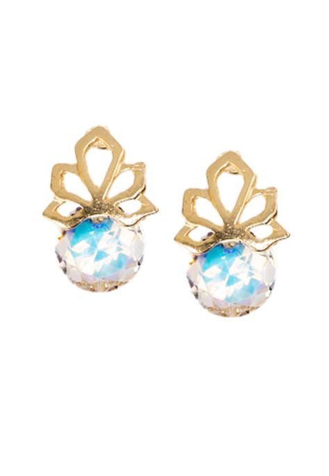 Aros Bali Gold Cristales Genuinos Aurora Boreal -0