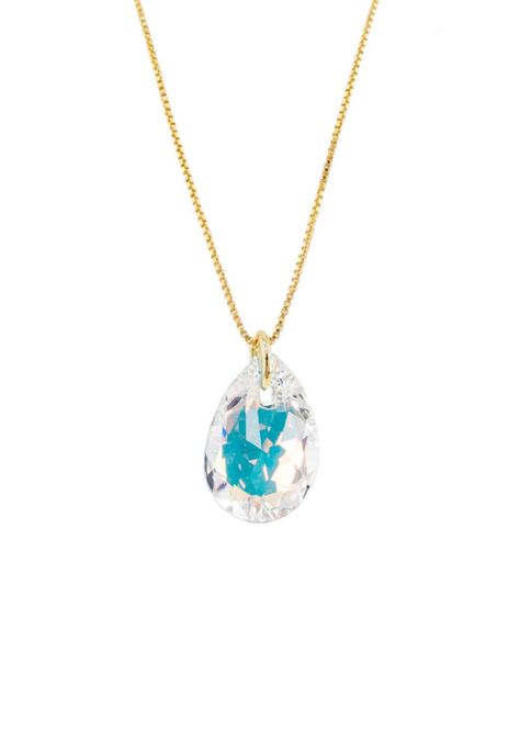Collar Gota de Luz Gold Cristales Genuinos Aurora Boreal-0