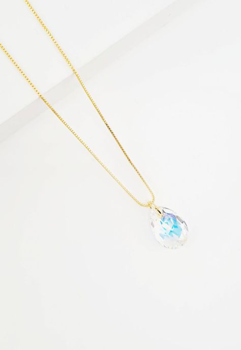 Collar Gota de Luz Gold Cristales Genuinos Aurora Boreal-1