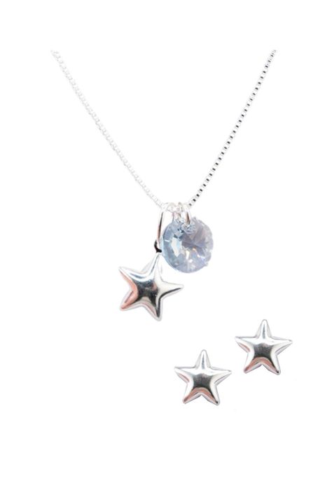 Conjunto Ariel Con Baño de Oro Blanco y Cristales Genuinos Blue Shade-0