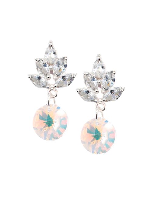 Aros Penelope Baño de Oro Blanco y Cirstal Aurora Boreal-0