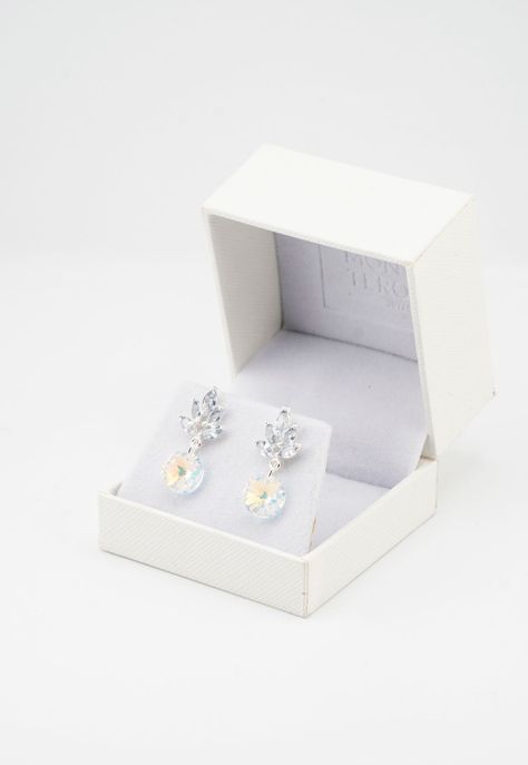 Aros Penelope Baño de Oro Blanco y Cirstal Aurora Boreal-3