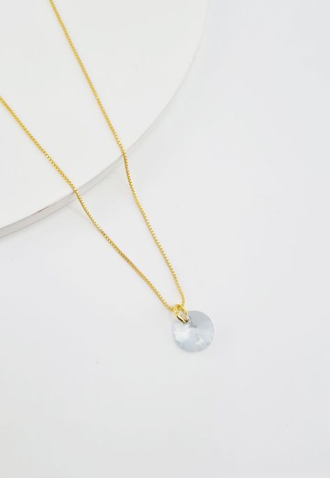 Collar Punto de Luz Gold Cristales Genuinos Blue Shade -1