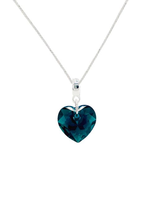 Collar Amor Baño de Oro Blanco Cristales Emerald Shimmer.-0