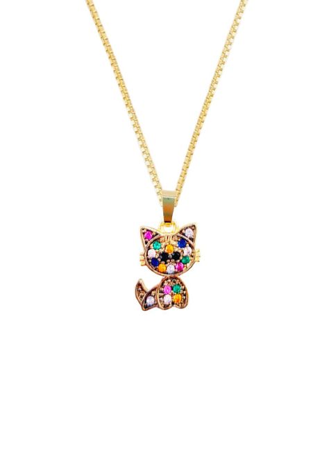 Collar Cat Microcircones Baño de Oro 24K.-0