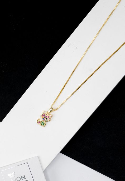 Collar Cat Microcircones Baño de Oro 24K.-2