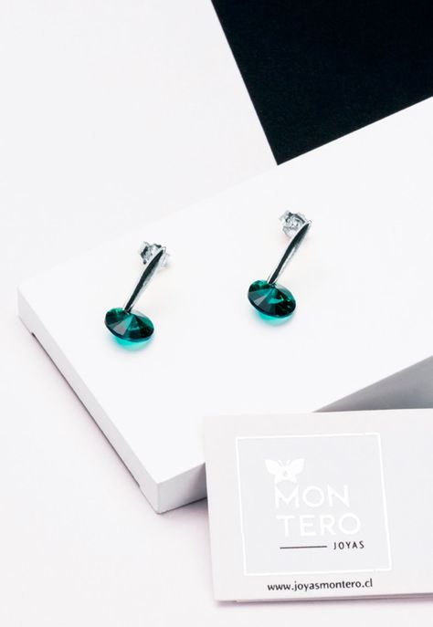 Aros Punto De Luz Cristales Genuinos Emerald Shimmer-1