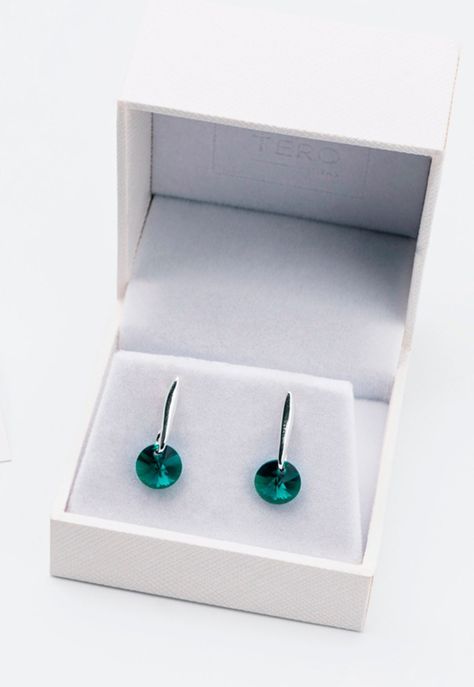 Aros Punto De Luz Cristales Genuinos Emerald Shimmer-2
