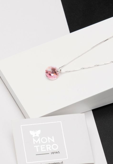 Collar Punto de Luz Cristales Genuinos Light Rose -1