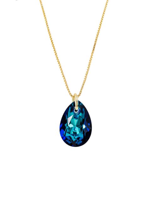 Collar Gota de Luz Gold Cristales Genuinos Bermuda Blue-0