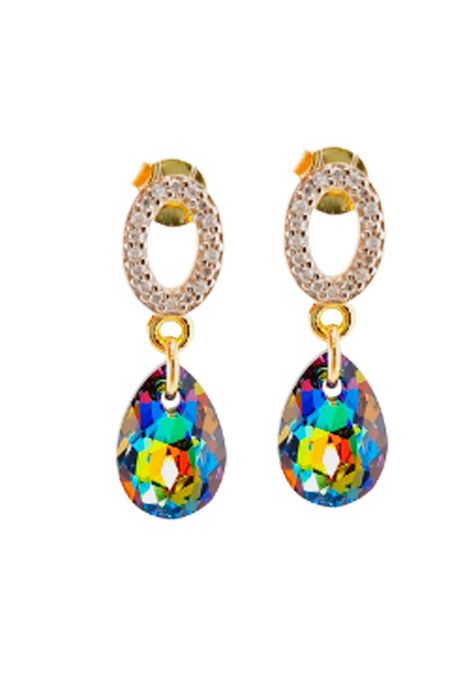 Aros Gota de Luz Gold Cristales Genuinos Vitral Medium -0
