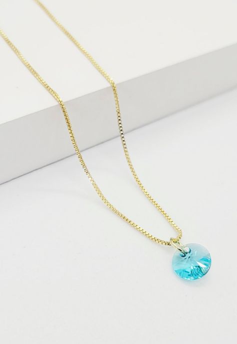 Collar Punto de Luz Gold Cristales Genuinos Turquesa-1