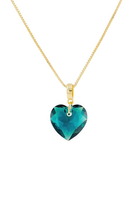 Collar Amor Gold Cristales Genuinos Emerald Shimmer.-0