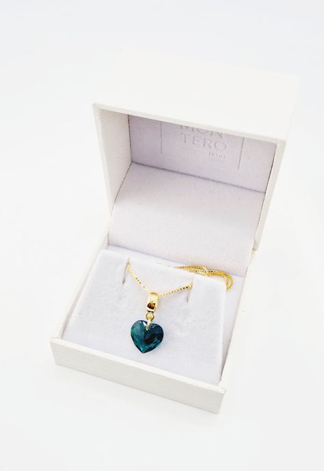 Collar Amor Gold Cristales Genuinos Emerald Shimmer.-1