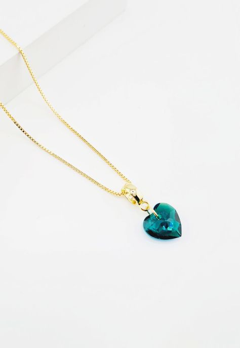 Collar Amor Gold Cristales Genuinos Emerald Shimmer.-2