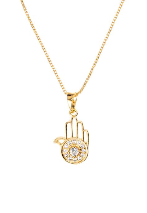 Collar Fatima con Microcircones Baño de oro 24k-0