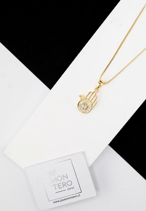 Collar Fatima con Microcircones Baño de oro 24k-1