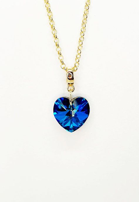Collar Gran Romance Gold Cristal Genuino Bermuda Blue-1