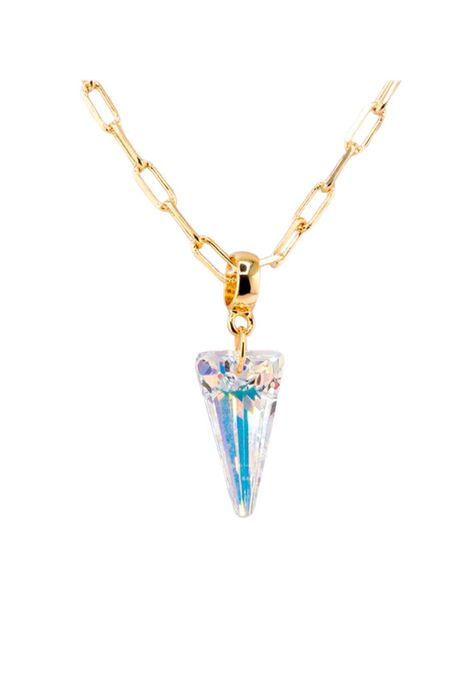 Collar Chiara Gold Baño de Oro 24k y Cristales Genuinos Aurora Boreal-0