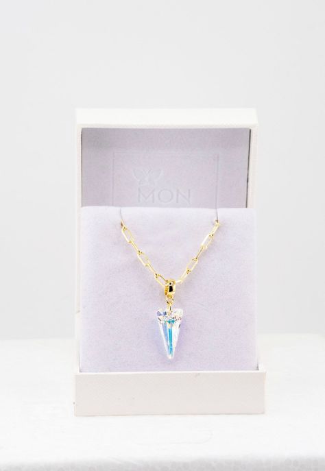 Collar Chiara Gold Baño de Oro 24k y Cristales Genuinos Aurora Boreal-3
