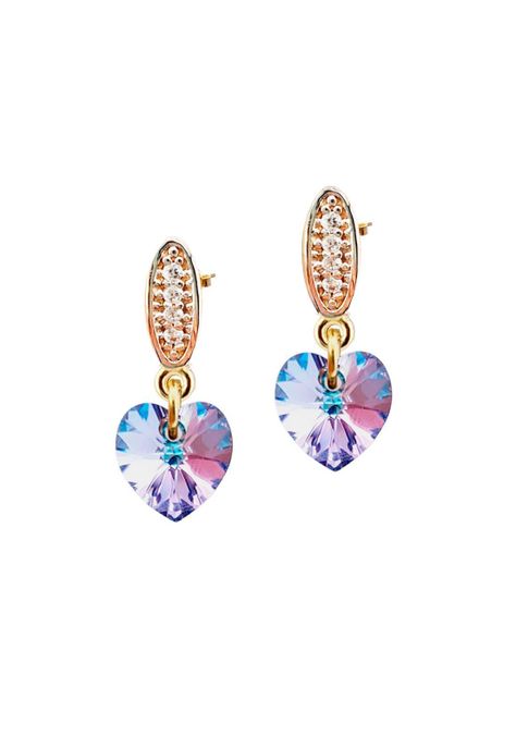 Aros Romance Gold  Cristales Genuinos Vitral Light-0