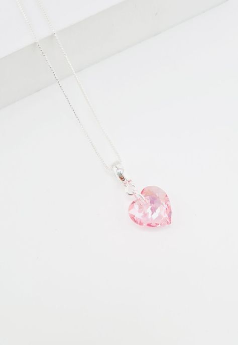 Collar Amor Baño de Oro Blanco Cristales Rose Shimmer.-2